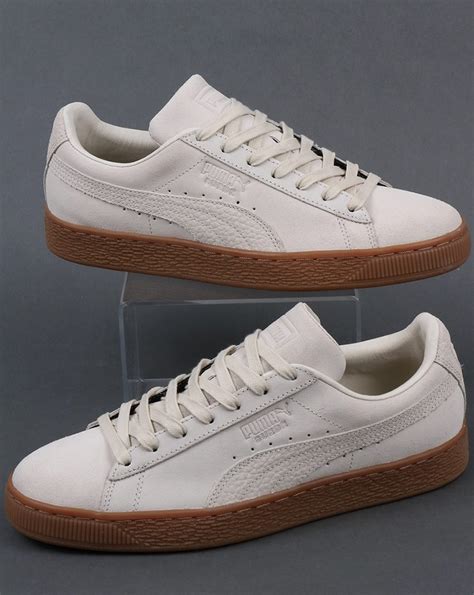 white puma with gum sole.